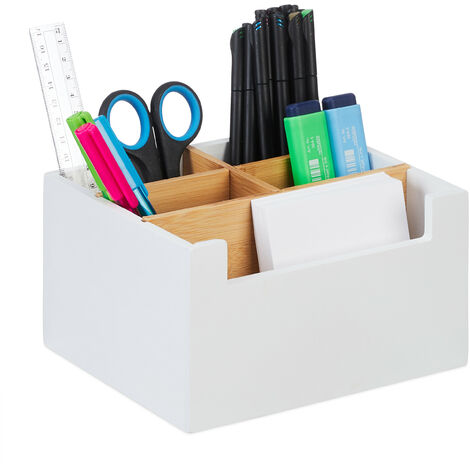 Organizer Da Scrivania In Bambù - Portadocumenti Con 5 Scomparti Regolabili - Foto 2