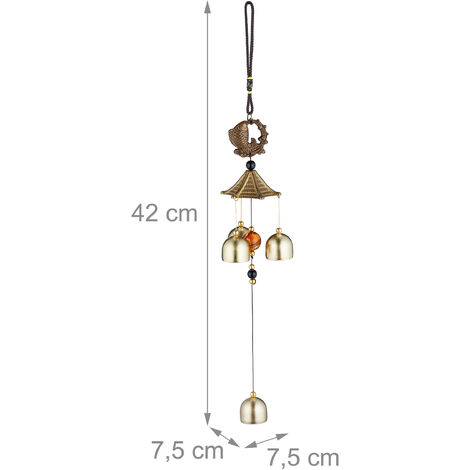 Set 2 Campane Vento Feng Shui Campanelli Acchiappasogni Scacciapensieri Da Esterni E Interni Dorato Nero Relaxdays 90688460
