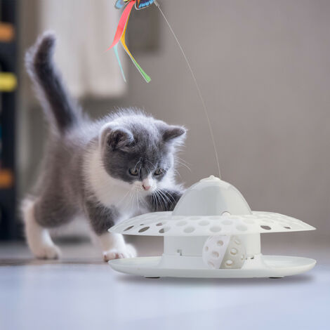 2x Gioco per Gatti con Topo, Percorso per Pallina con Sonaglio, Istinto  alla Caccia e al Gioco, Azzurro