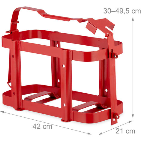 Relaxdays Supporto Porta Tanica di Benzina da 10 e 20 Litri, Staffa in  Ferro, Sostegno Serbatoio