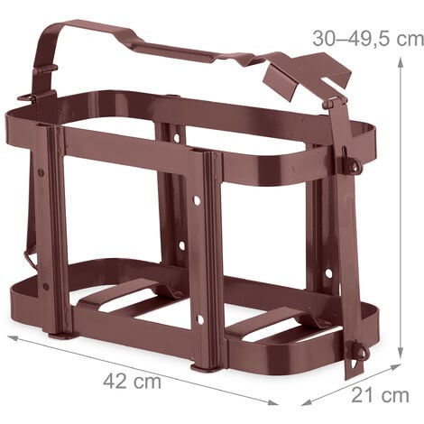 Relaxdays Supporto Porta Tanica di Benzina da 10 e 20 Litri, Staffa in  Ferro, Sostegno Serbatoio