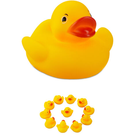 24x Paperelle da Bagno 5 cm, Classico Gioco per il Bagnetto, con Effetto Sonoro, per Grandi e Piccini, in Gomma, Giallo