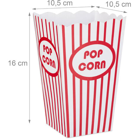 Relaxdays Sacchetti per Popcorn, Set da 60, a Righe, Feste Compleanno Tema  Cinema, Box Contenitore Cartone