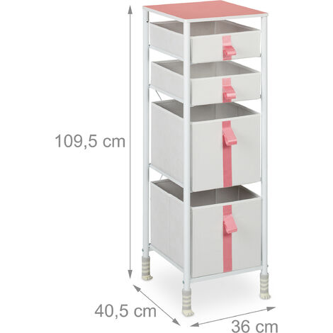 Cassettiera Per Bambini, Per La Cameretta, 4 Cassetti Porta Giochi O Rosa Relaxdays 90743940