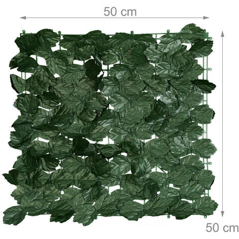 Relaxdays Siepe Artificiale Frangivista – 12 Pannelli 50x50 Cm – Foglie Edera Per Recinzione E Ringhiera Balcone (Verde Scuro)