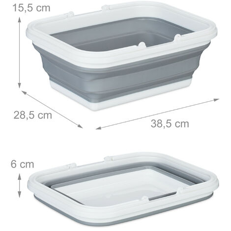 Bacinella pieghevole per lavare le mani, confezione da 2, 5 l, multiuso, per esterni, vasca pieghevole in plastica, per viaggi, campeggio, escursionismo, camper