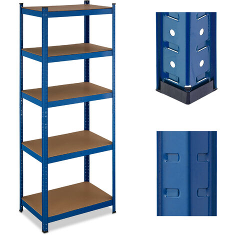Scaffale Portacarichi 5 Ripiani Relaxdays 180x70x45 Cm | Capacità 500 Kg | Per Garage E Cantina | In Acciaio E MDF