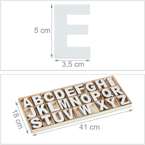 Relaxdays Set 144 Lettere E Numeri In Legno Naturale - Alfabeto Completo A-Z E Cifre 0-9, Altezza 5 Cm, Per Bricolage, Decorazioni E Apprendimento
