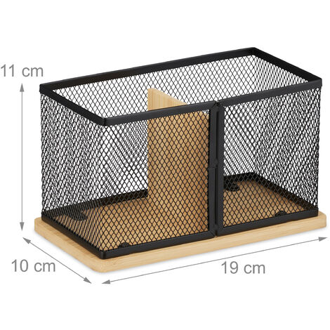 Portapenne In Rete Metallica Detectalia - Organizzatore Da Scrivania Rotondo Per Penne E Matite, Nero, Design Industriale - Foto 7