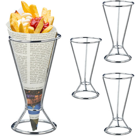 Supporto per Patatine Fritte,4 Fori Porta Patatine Fritte in Acciaio Inox Adatto a Matrimoni Famiglie Feste