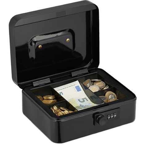 Cassetta Di Sicurezza Portatile Relaxdays Con Combinazione E Cavo - Mini Cassaforte Per Viaggi, Auto E Documenti