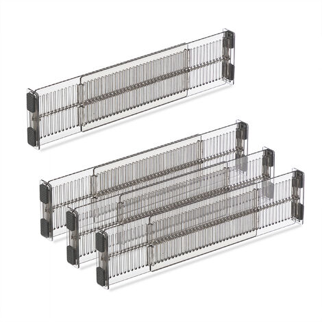 Set di 10 divisori regolabili per cassetti 42 x 9 cm