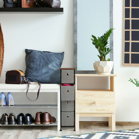 Mobiletto Stretto 20 Cm Con 4 Cassetti In Stoffa | Cassettiera Salvaspazio Per Camera, Salotto O Corridoio | Design Industriale - Foto 9