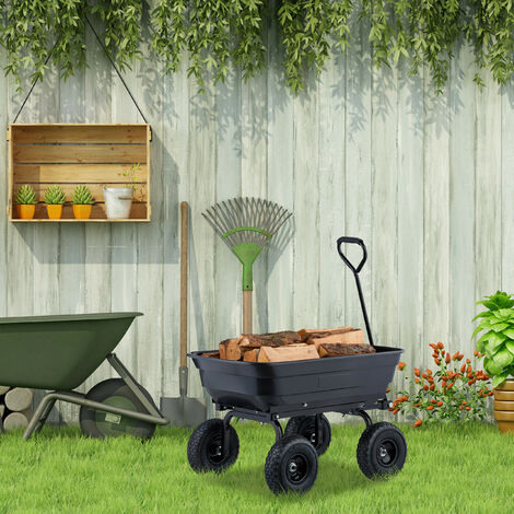 Carrello Da Giardino Pesante FixtureDisplays Con Sponde Rimovibili &ndash; Capacit&agrave; 400 Libbre, 30 Galloni