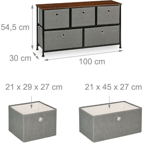 Relaxdays Cassettiera 8 Cassetti In Tessuto Grigio E Legno – Struttura Acciaio, 81,5x80x30 Cm