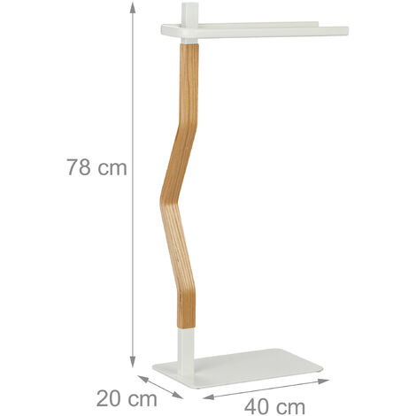 Relaxdays Portasciugamani a 2 Bracci, Piantana Autoportante da Bagno e Cucina, Porta Asciugamani HLP 78x40x20 cm, Bianco