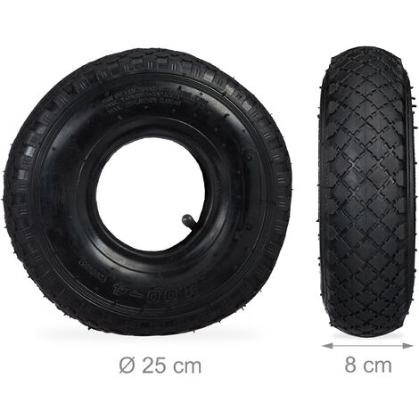 2 Ruote Per Carrello Manuale Relaxdays - Gomma Piena Antiforatura 3.00-4, Asse 20mm, Portata 80kg - Foto 8