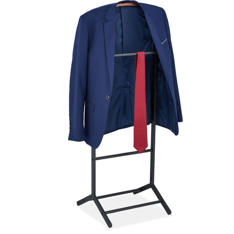 Servo Muto Da Camera Con Appendiabiti - 106.5x47x20cm, Bianco/Marrone - Per Giacca E Pantaloni - Base Pesante - Foto 2