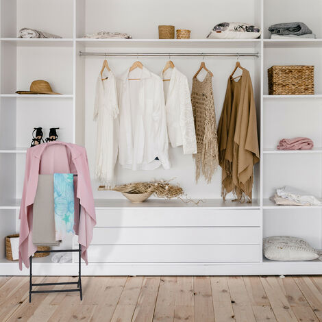 Servo Muto Da Camera Con Appendiabiti - 106.5x47x20cm, Bianco/Marrone - Per Giacca E Pantaloni - Base Pesante