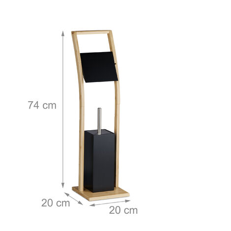 Relaxdays Set Di 2 Scopini E Portascopini Per WC E Bagno, Design Elegante Nero, Testina Sostituibile