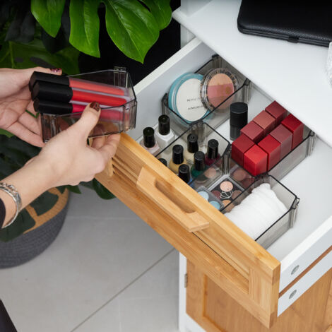 Organizer Per Cassetti 9 Pezzi Trasparenti - Divisori In Plastica Per Cucina, Ufficio E Trucchi - 4