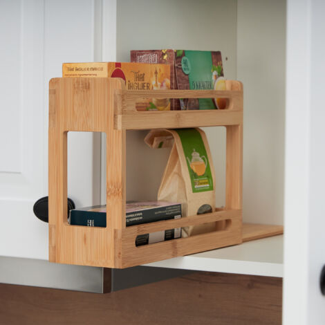 Portaspezie in Bambù, Organizer per Spezie con 2 Ripiani, HLP: 27x27,5x16 cm, Espositore Spice Rack, Marrone, Relaxdays | Leroy Merlin