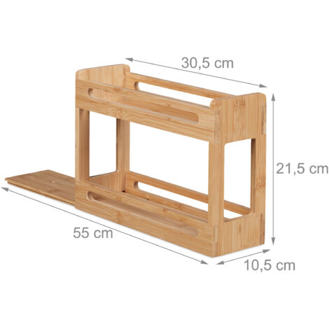 SIMPLEMADE Portaspezie Espandibile In Bambù A 3 Ripiani – Per Dispensa, Cucina, Bagno, Ufficio – Regolabile In Larghezza