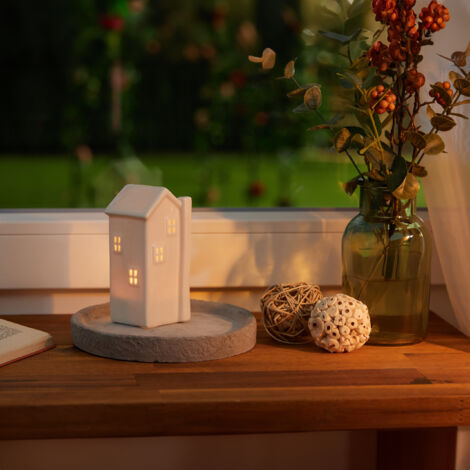 Casetta Portacandele In Ceramica Bianca - Atmosfera Accogliente Con Tea Light - Foto 9