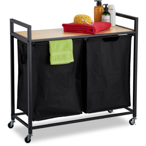 VESTIAMO CASA - Mobiletto Portabiancheria 3 Scomparti Linea Bamboo H96 &ndash; On Line Happy Casa Store