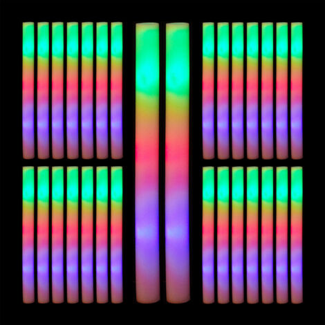 Bastoni Luminosi LED Per Feste, Set Da 20 Glow Sticks Con 3 Effetti Luce, Gommapiuma, 42 Cm - Bianco - Foto 6
