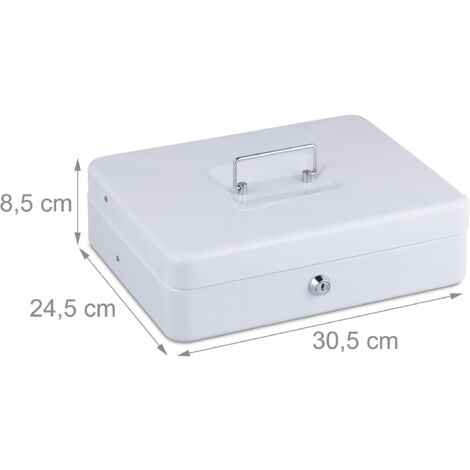 Cassetta Portasoldi Relaxdays Con Serratura E 2 Chiavi | Scomparto Per Monete E Banconote | In Ferro E Acciaio, Misura 8,5x30,5x24,5 Cm