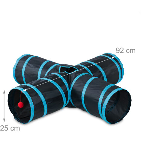 Tunnel Per Gatti Relaxdays | 50x25 Cm, Con Palline E Campanello, Anche Per Conigli E Animali Piccoli - Foto 6