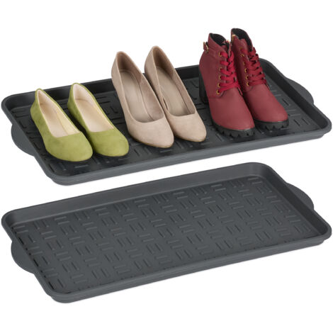 3 Vaschette Raccogli Gocce Per Scarpe - Plastica 35x27.5x3 Cm - Bordo Rialzato - Multiuso (Nero)