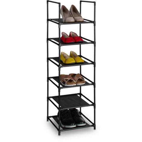 Relaxdays Scarpiera a 6 Ripiani in Stoffa, Scaffale Slim HxLxP: 106 x
