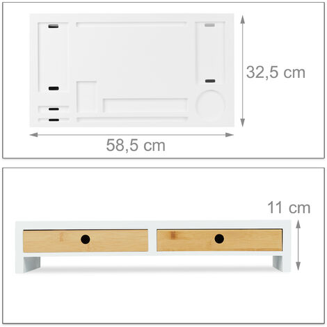 Informatica Cocoarm Supporto per Monitor di Legno Rialzo per PC con 2  Tiretti \u0026 Scomparti scrivania Organizer 48,1 x 20 x 10 cm Bianco per  Scrivania da Ufficio urban-earth.co.uk