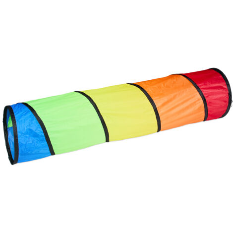 Relaxdays Tunnel da Gioco per Bambini, Tubo per Gattonare Bimbi, LxØ: 180x46 cm, Poliestere Pop-up, Ostacoli, Colorato