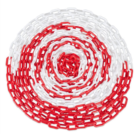 Relaxdays Catena Plastica Rossa e Bianca da 50m, Barriera Parcheggio, Segnaletica Stradale,Transenna Blocco, Multicolore