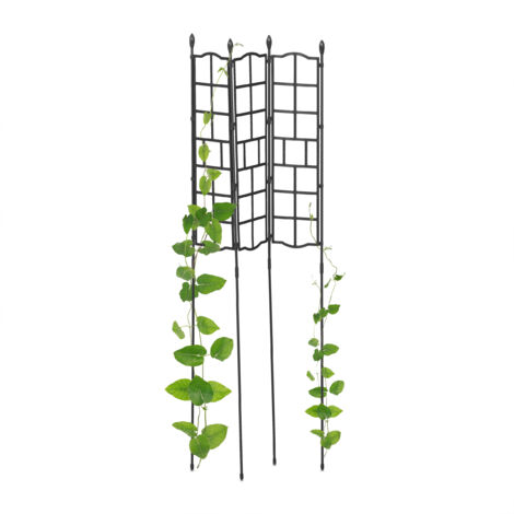 Relaxdays Set 8 Sostegni Per Piante Rampicanti Con Anello – 80 Cm, Acciaio Verniciato Verde Scuro, Per Rose, Fiori E Ortaggi