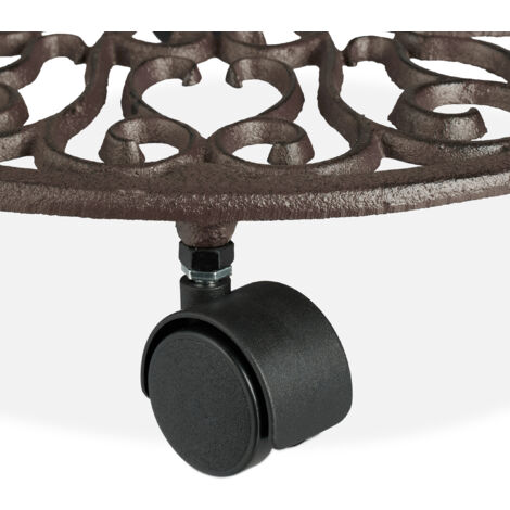 Carrello Portavasi Rotondo, Metallo, Sottovaso Da Interni Ed Esterni Antico Diametro 38 Cm Per Vasi Verde Relaxdays 84654780