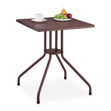 Tavolo Da Campeggio Pieghevole Relaxdays BASTIAN | 74x61.5x61.5cm | Look Rattan | Bianco - Foto 2