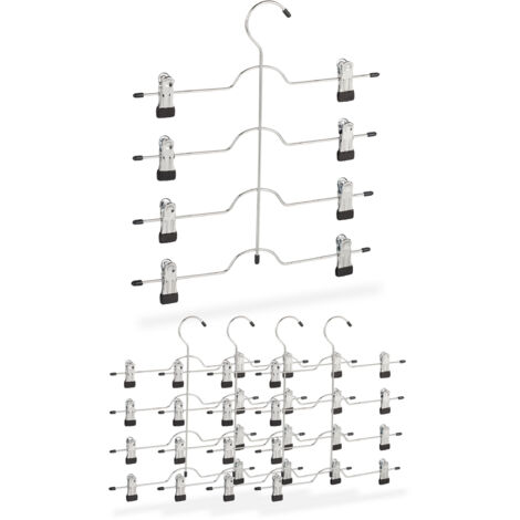 Set 9 Grucce Multiple Salvaspazio - Appendiabiti 5 In 1 Antiscivolo, Argento/Nero