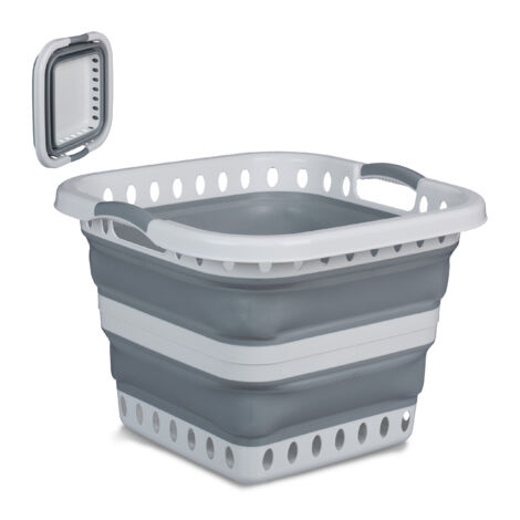 Cesto Portabiancheria Relaxdays 22L - Pieghevole, Rosa/Blu, Plastica, 24x53x38 Cm - Foto 4