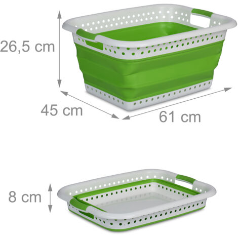 Cesto Portabiancheria Pieghevole Relaxdays 36L - Contenitore Salvaspazio In Plastica Grigio-Bianco Con Maniglie - Foto 5