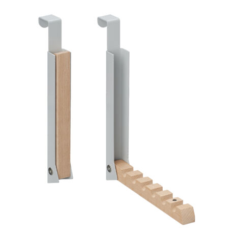 Ganci Pieghevoli Per Porta Geilihome: Metallici E Legno, 2 Pezzi, Antiscivolo, Multiuso - 3