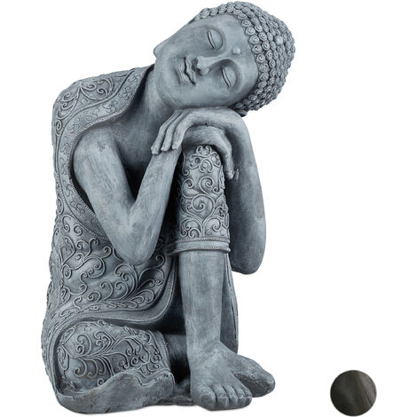 Relaxdays Giardino Zen, con Buddha, Pietre, Sabbia, Porta Incenso &  Portalumino, Rilassante, Decorazione Feng Shui, nero