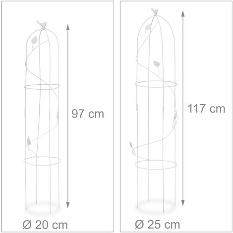 Set 2 Graticolati Con Uccellini Per Giardino - Sostegni Piante Rampicanti, Bianco - Foto 9