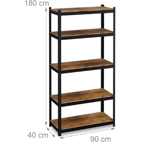Scaffale Metallico Per Carichi Pesanti Relaxdays - 5 Ripiani 500kg, 180x100x40 Cm, Nero - Foto 9