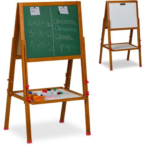 Lavagna a cavalletto per bambini con rotolo di carta, lavagna bianca e lavagnetta regolabile, con numeri e altri accessori per bambini