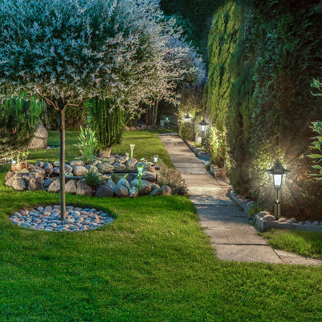 Relaxdays Set da 2 Lanterne Solari a LED da Esterno, Design Nostalgico, Risparmio Energetico, Impermeabile, Nero