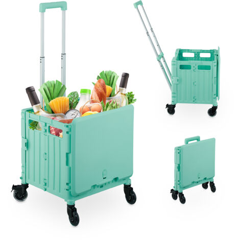 Carrello Spesa Pieghevole Relaxdays: Porta 35 Kg, Manico Regolabile, Pratico E Compatto